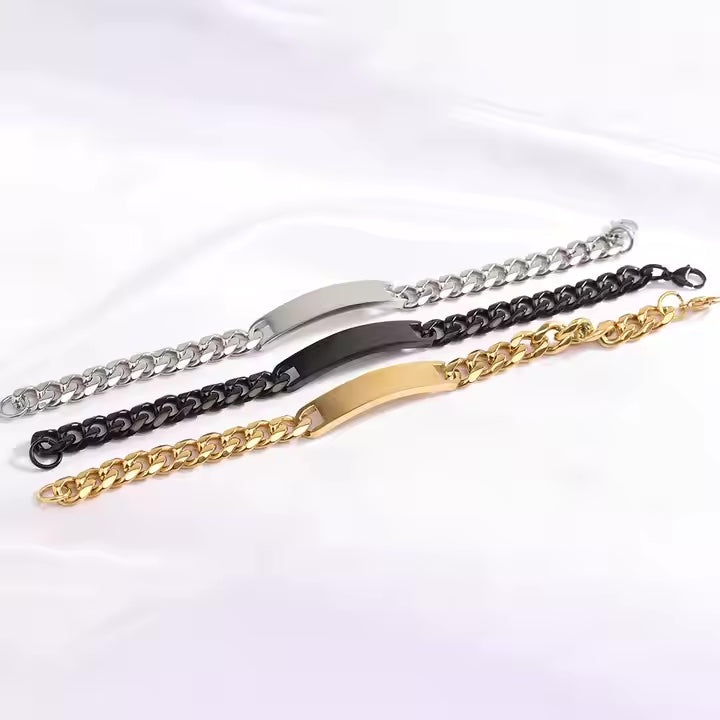 Armoured chains herrarmband "Cubanito" med gravyr