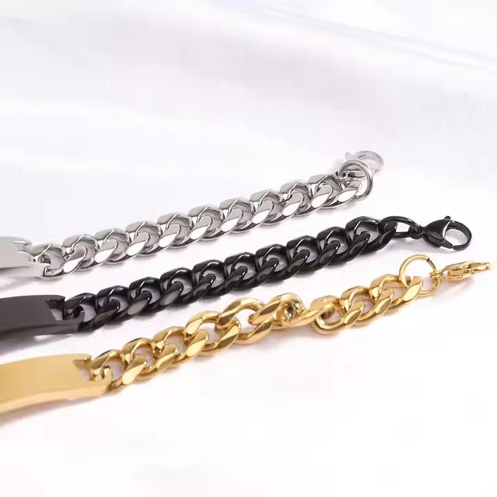 Armoured chains herrarmband "Cubanito" med gravyr