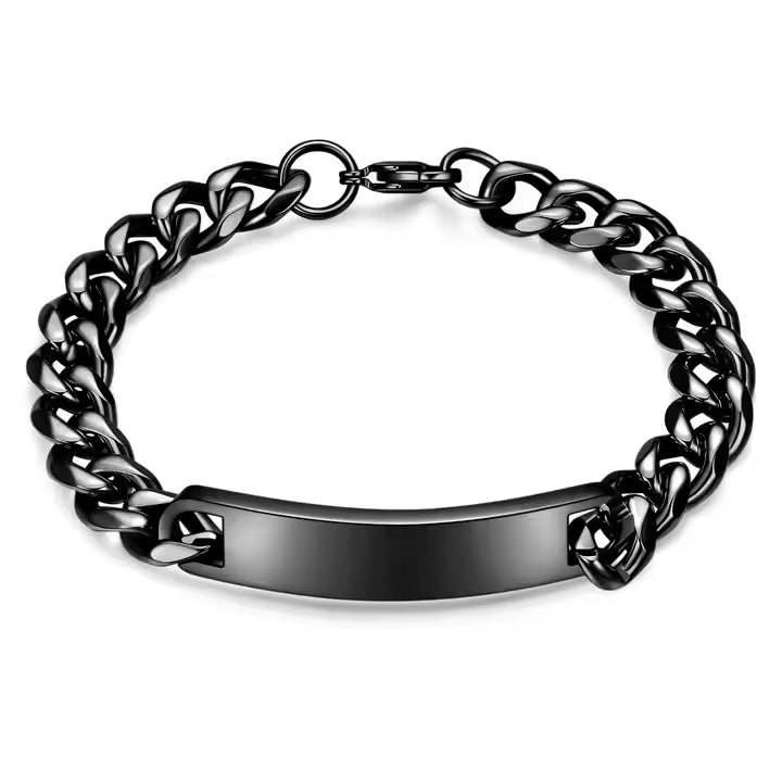 Armoured chains herrarmband "Cubanito" med gravyr