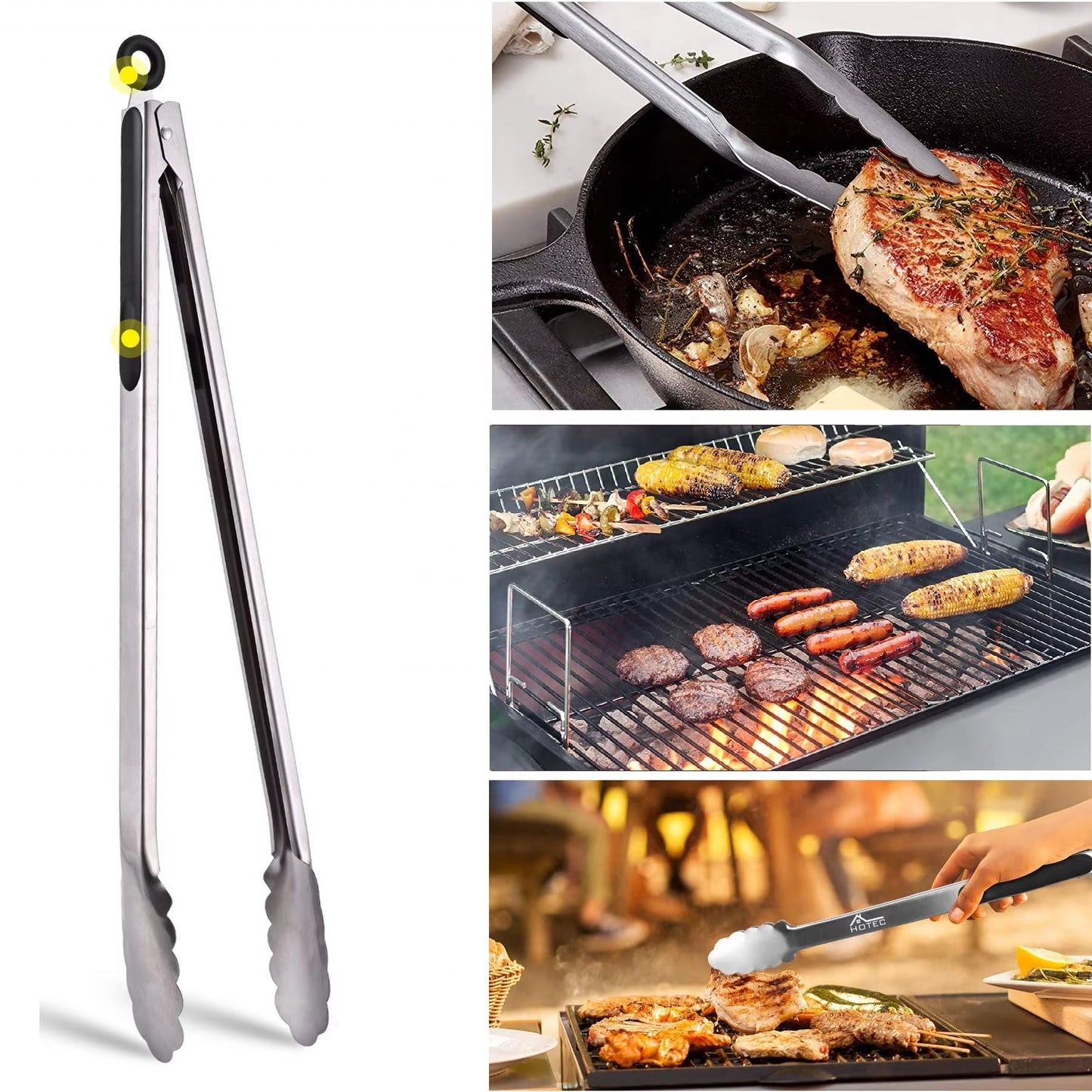 Personlig grilltång av rostfritt stål & silikon - extra lång, med individuell gravyr