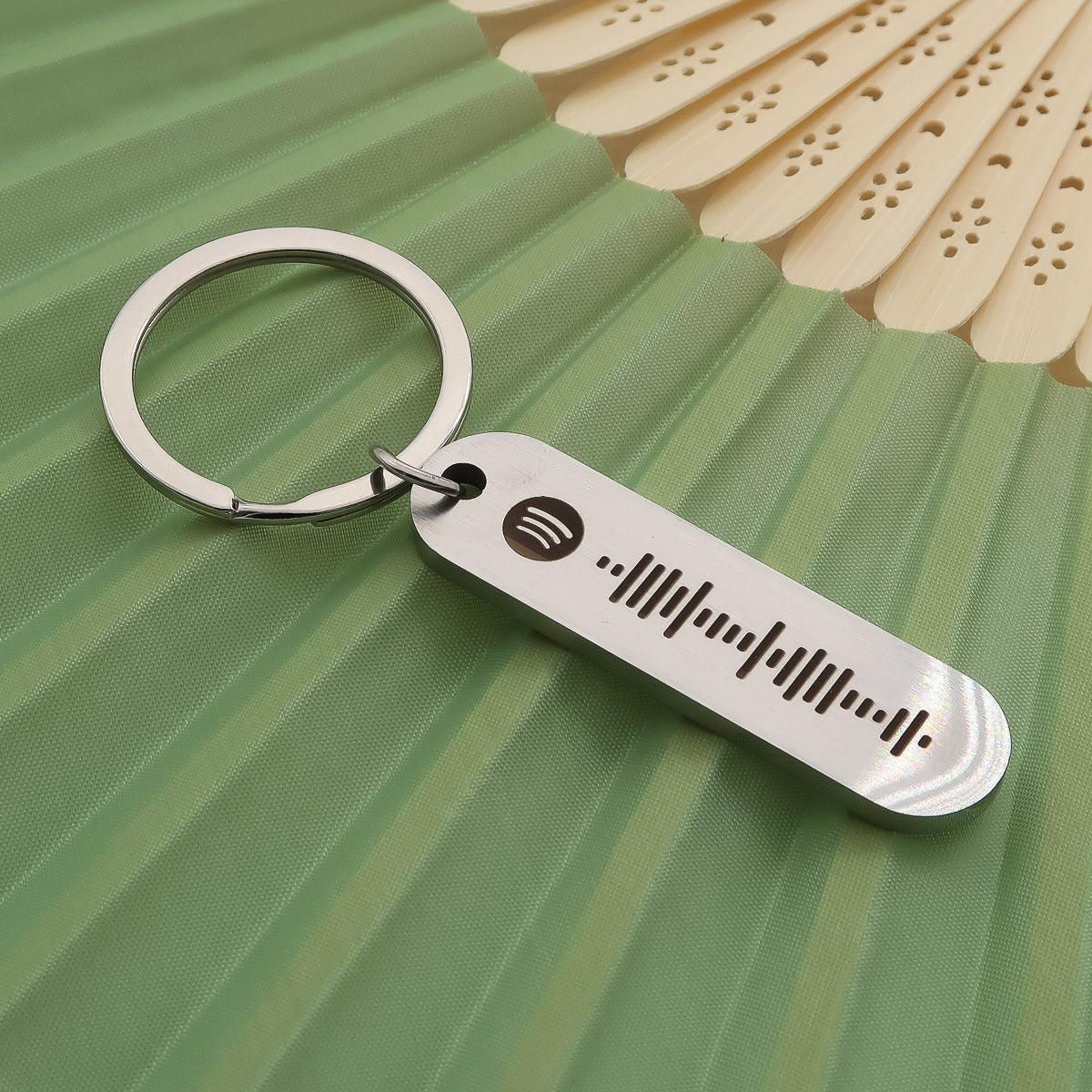Spotify nyckelring graverad & personlig Deluxe i matt rostfritt stål. Gravering av namn och Spotify