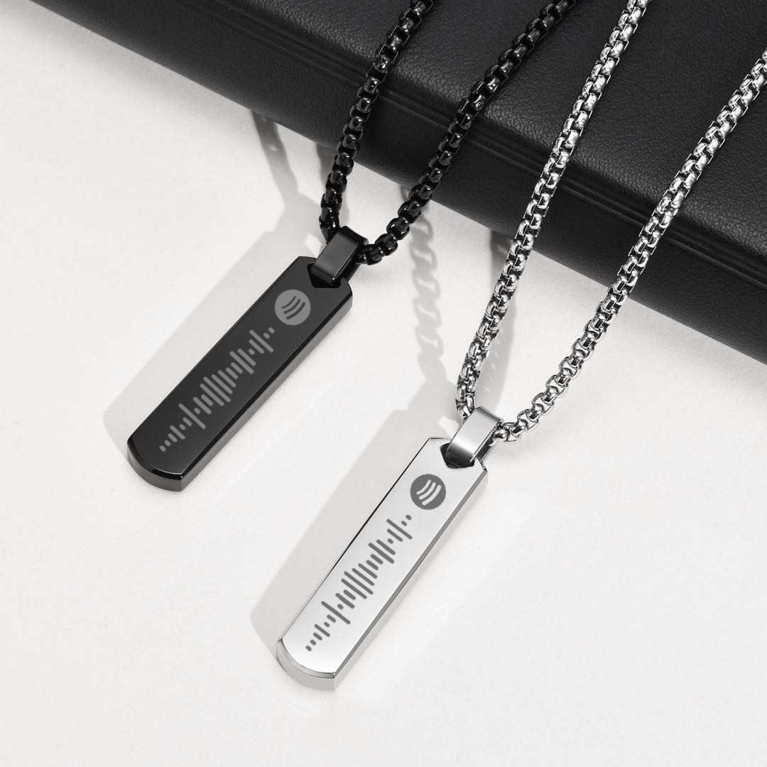 Halsband med Spotify streckkodshänge graverat
