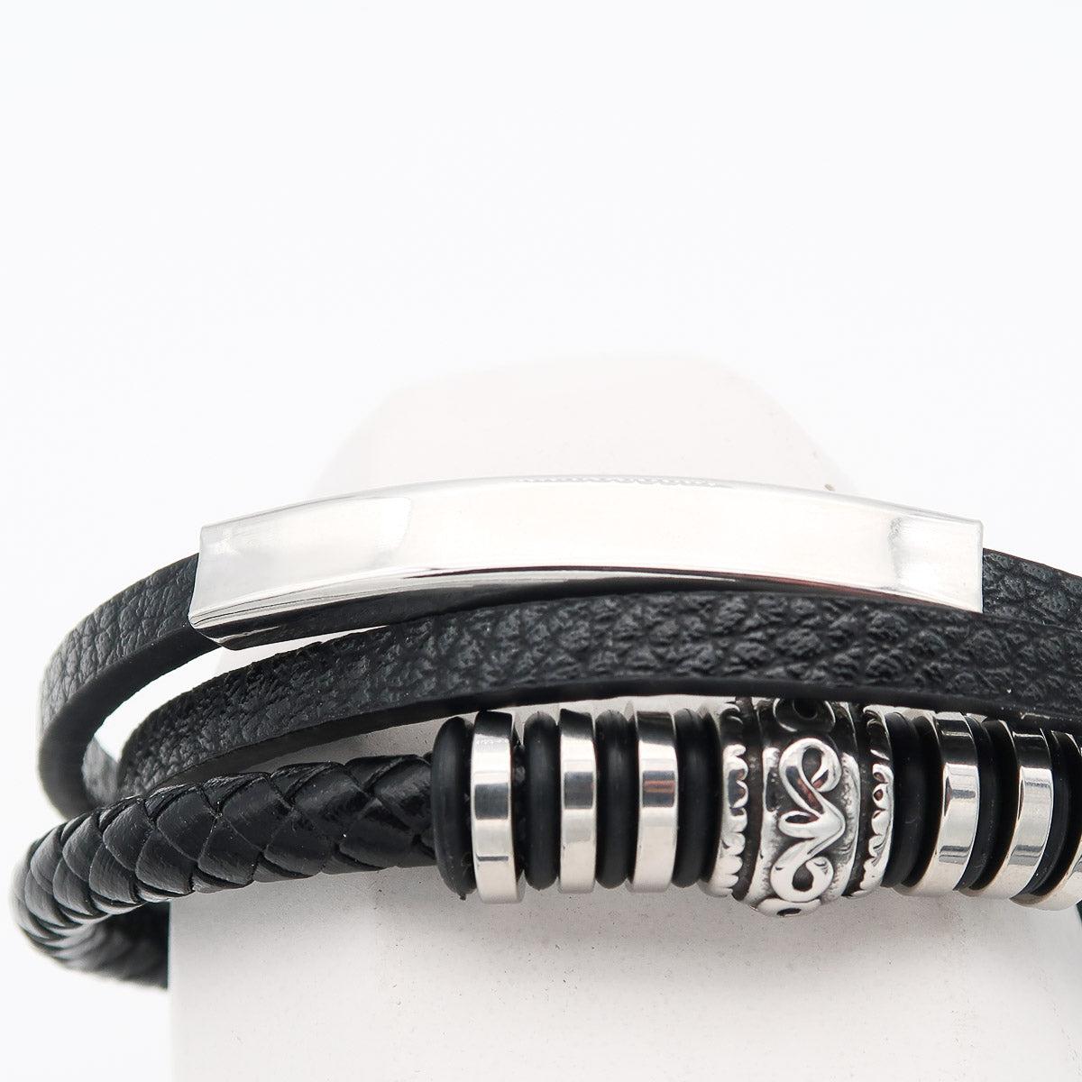 Herrenarmband Leder "Trio Ornament" Gravur inklusive