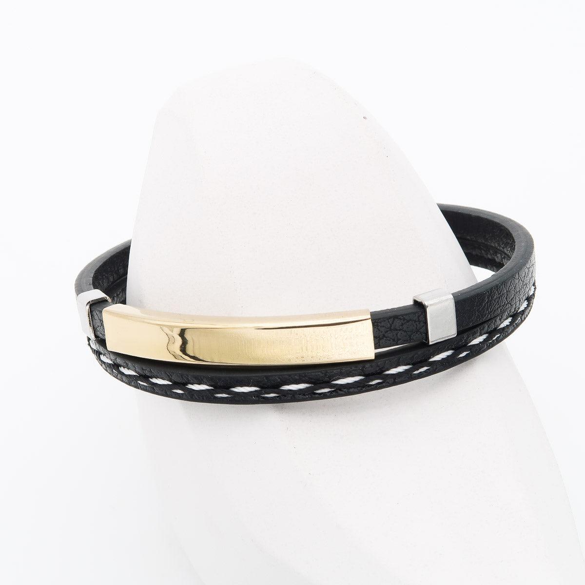 Leder Herrenarmband "Duo" in drei Farben mit kostenloser Gravur