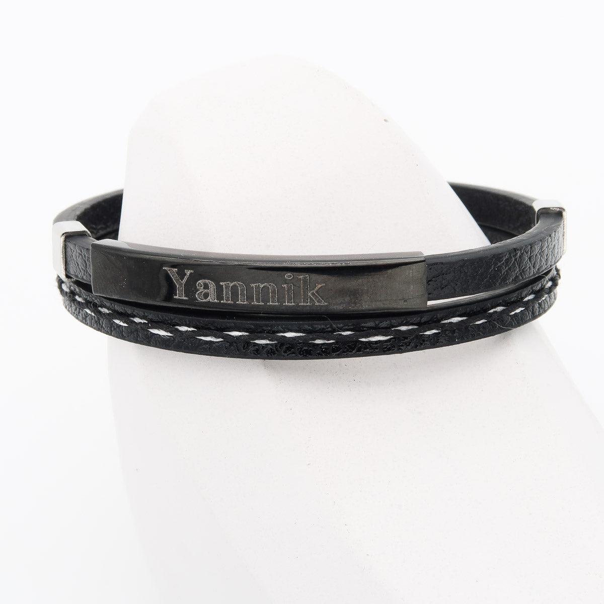 Leder Herrenarmband "Duo" in drei Farben mit kostenloser Gravur