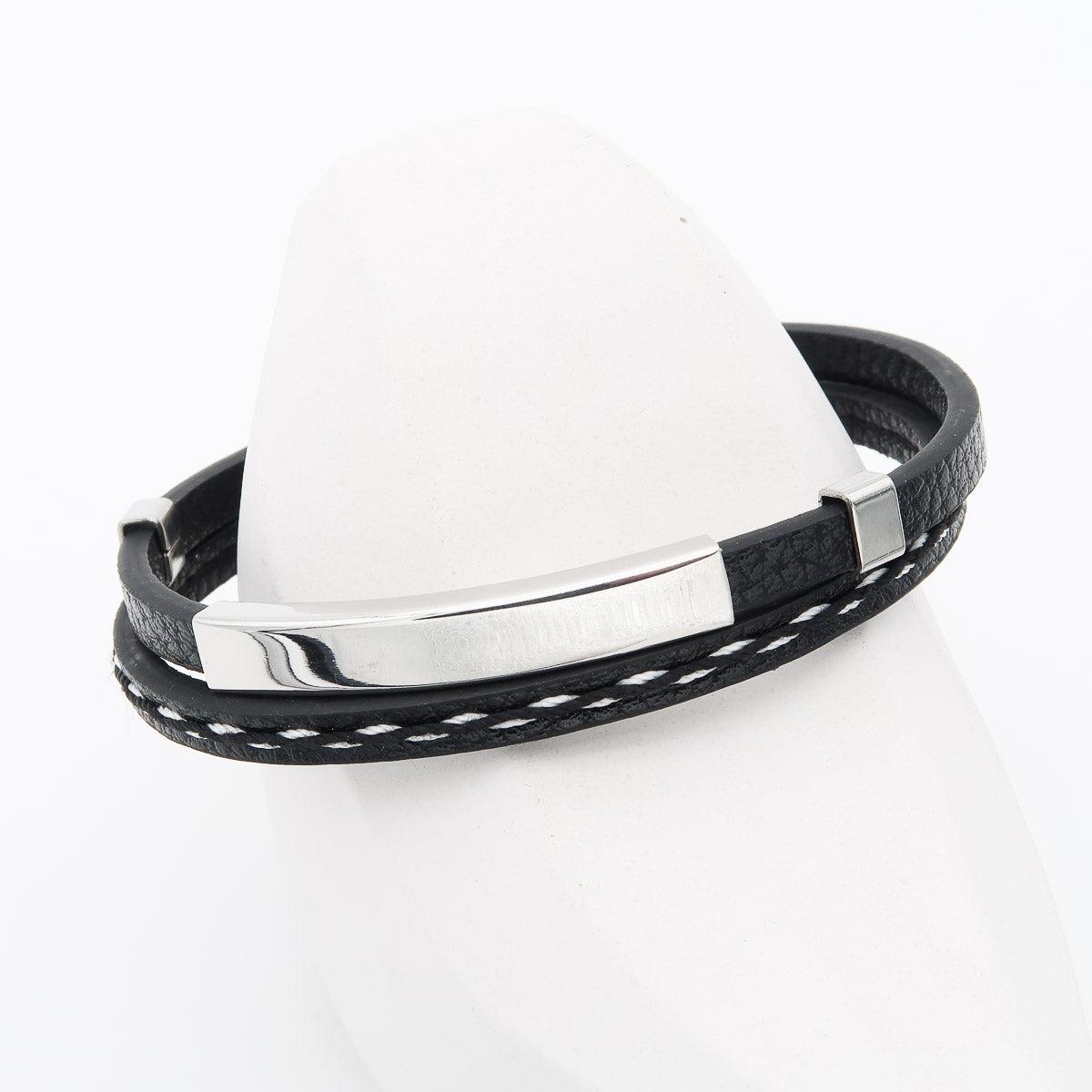 Leder Herrenarmband "Duo" in drei Farben mit kostenloser Gravur