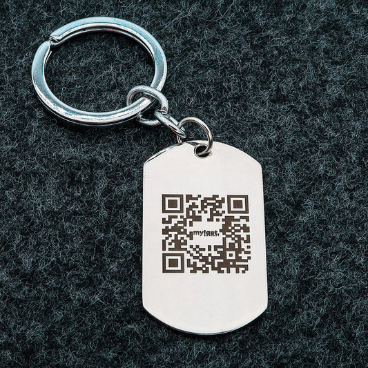Nyckelring graverad med logotyp eller QR-kod